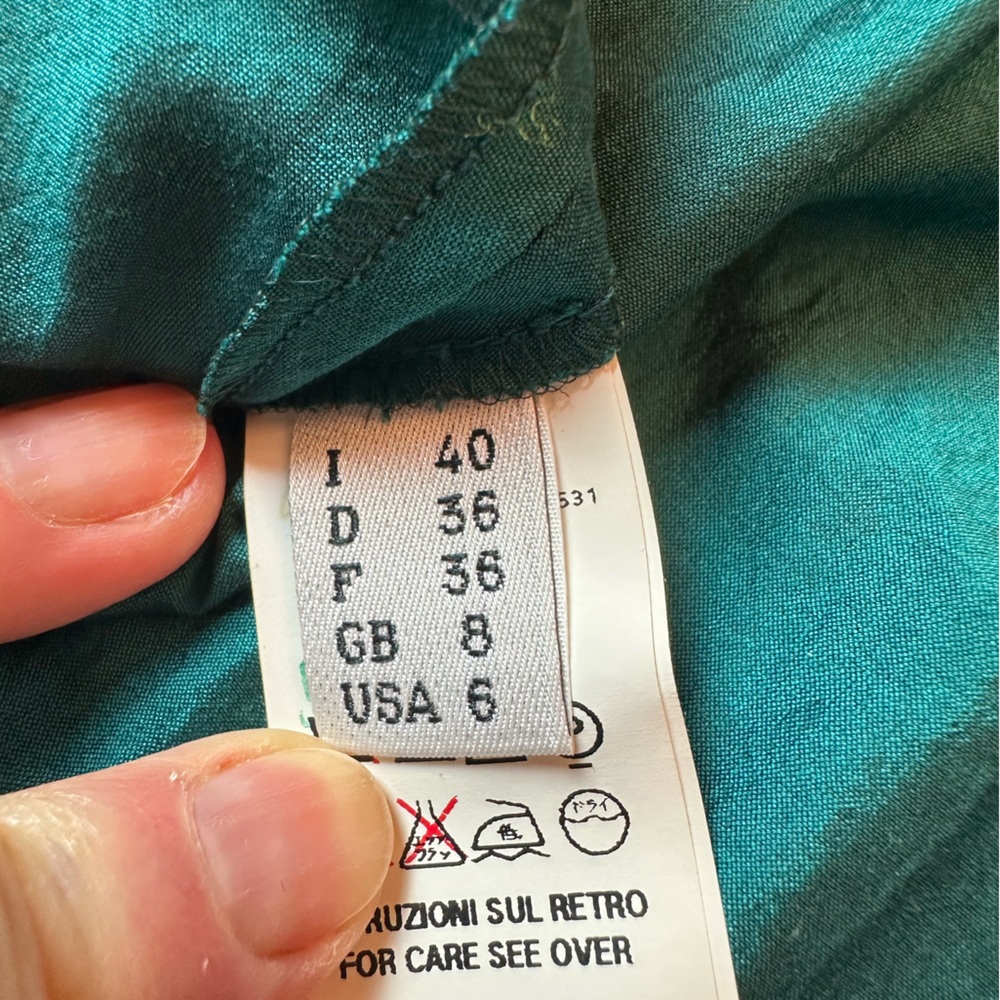 Moschino Teal Dress | Silk & Cotton Blend | Made in Italy | Elegant Designer - Picture 11 of 13